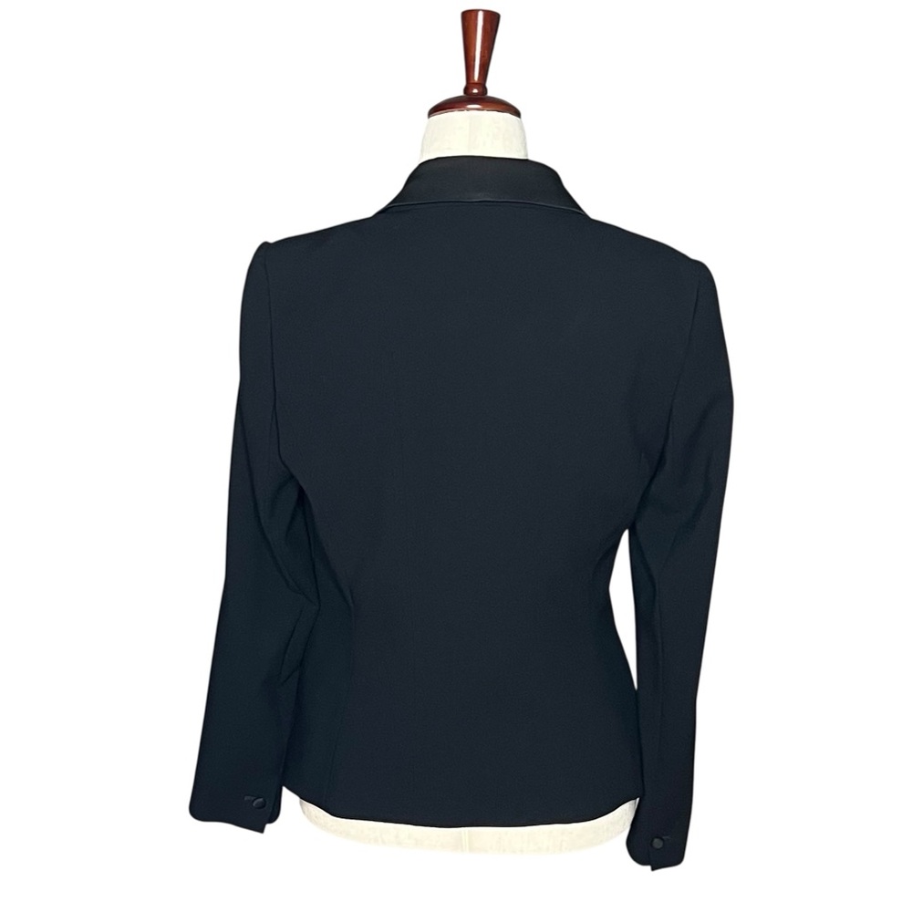 WHBM Studio Tuxedo Collared Black Double Breasted Semi Fitted Crop Jacket SZ 10 - Picture 4 of 15